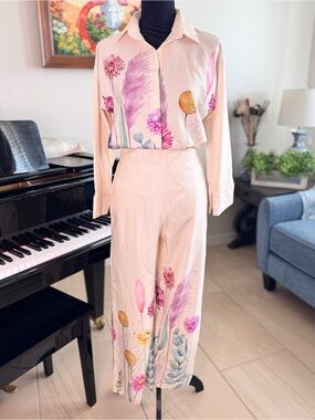 Women's Pink Floral Wide-Leg Jumpsuit